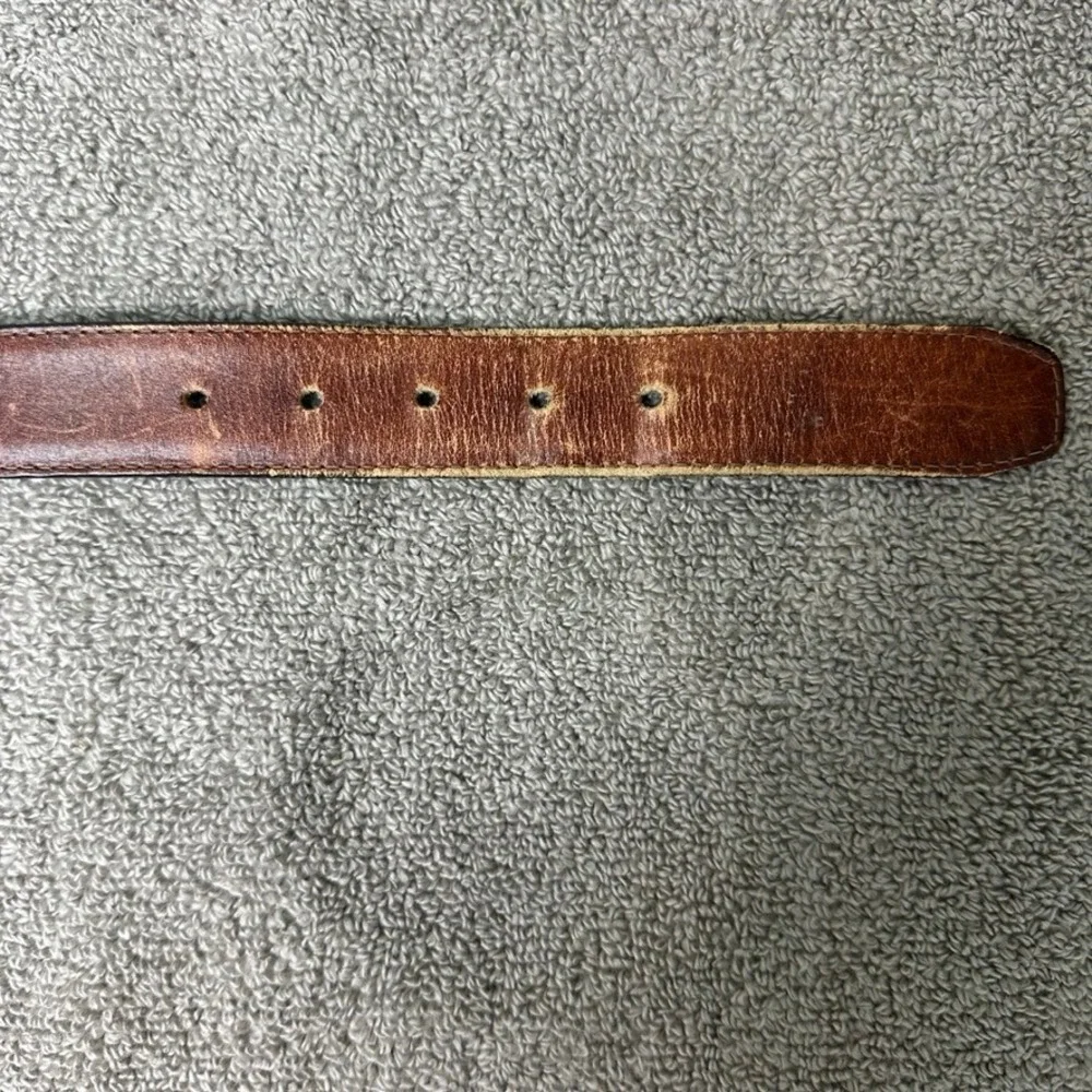 Andhurst Mens Brown Leather Money Belt Hidden Zipper Pocket Made in USA Size 34